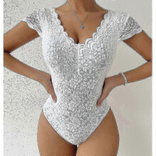 (XS)Women's Sleeveless Lace Bodysuit V-neck Deep V-neck Casual Slim Camisole