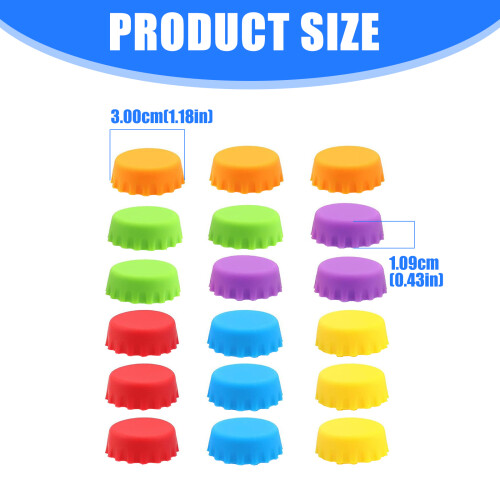 Bulk 18PCS Food Safe Silicone Beer Cap Protectors 6 Dynamic 2