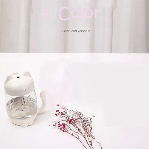(Cat White) 350ml Cool Mist Humidifier LED Night Light Diffuser Purifier Atomizer 2