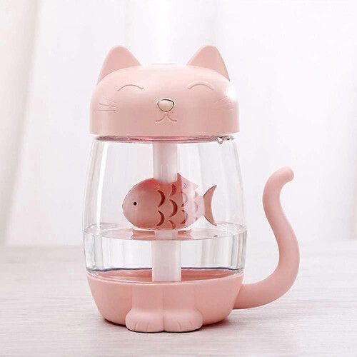 (Cat Pink) 350ml Cool Mist Humidifier LED Night Light Diffuser Purifier Atomizer 1