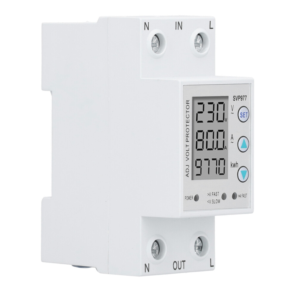 Adjustable Voltage Protector 80A, 230Vac, Backlight, Din Rail 7681390762001
