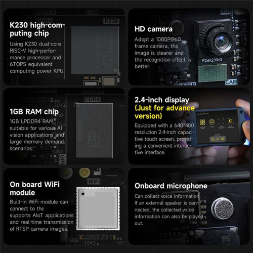 K230 Al Visual Recognition Module with 2.4-Inch HD Touch Screen Large Memory MicroPython Developer for Robot Kit 1