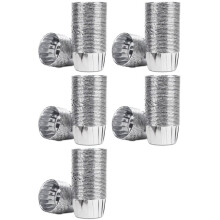 250Pcs Aluminum Foil Cupcake Cups Disposable Muffin Liners Baking Cups Aluminum Cupcake Tip Pan Ramekin Holders Silver