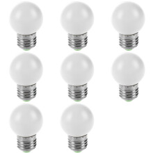 8X E27 LED-Lamp, Witte Lamp, Kunststof Lamp (0,5 W Vermogen, Wit)