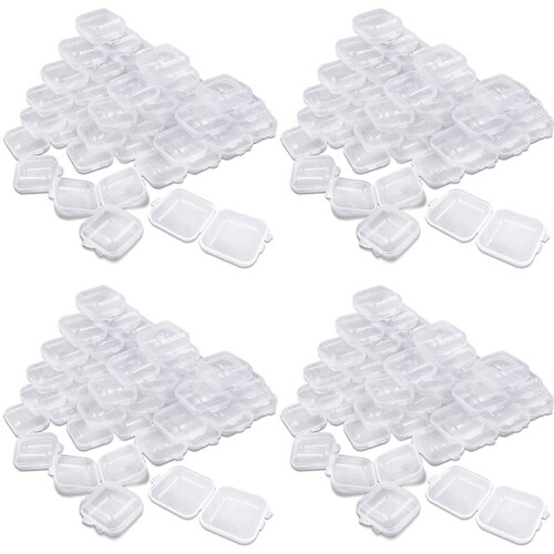 200Packs Small Clear Plastic Storage Containers,Mixed Empty , Case with Lids for Small Items
