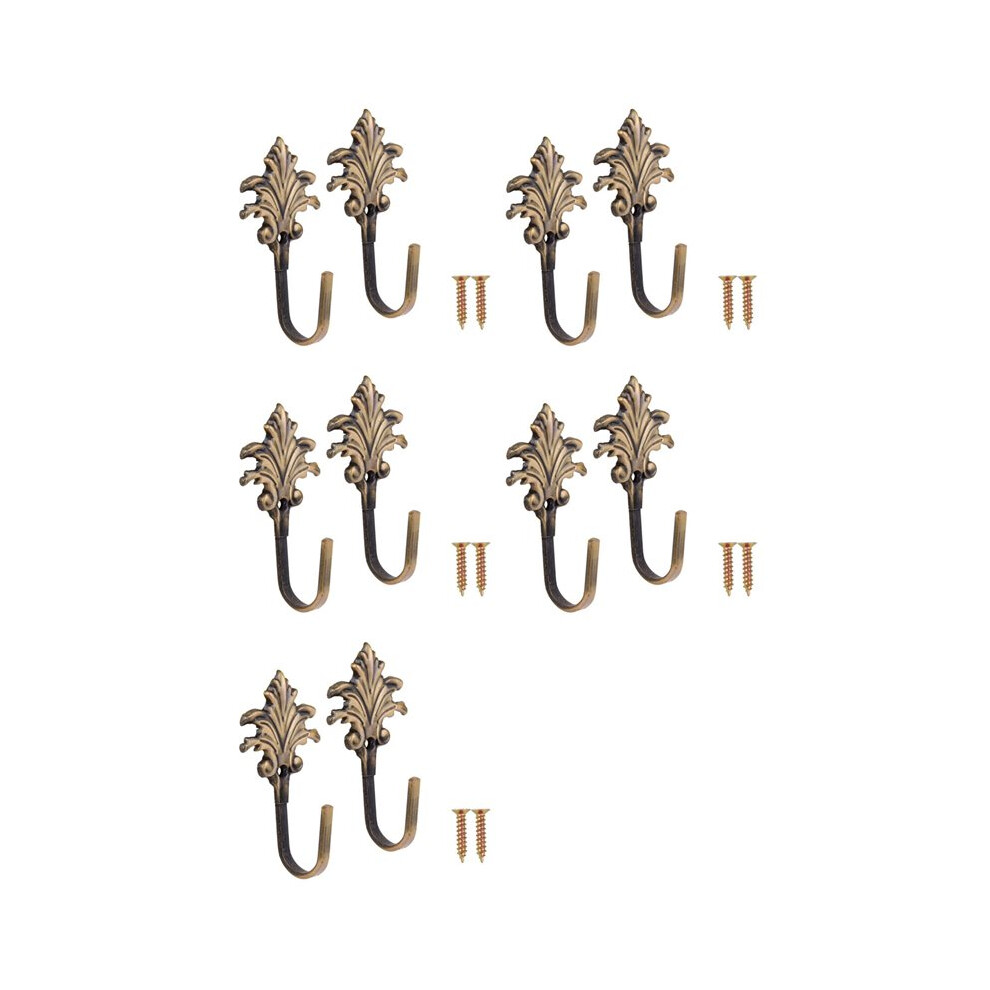 Typecat Bronze 10Pcs Vintage Maple Leaves Curtain Tieback Tassel Hooks Door Wall Hook