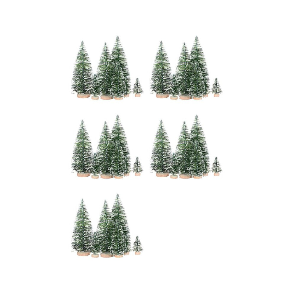 Typecat 125Pcs Miniature Artificial Christmas Trees 5 Sizes,With Wooden Base For Decoration Diy Party Decoration Crafts
