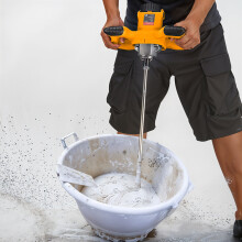 6-Speed 2100W Handheld Electric Mixer w/ S-Type Rod - Ideal for Cement, Putty & Paint Mixing, Yellow