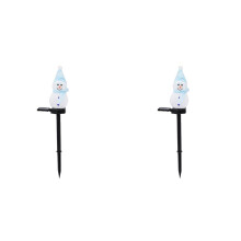 2X Décorations de Noël Lumières Solaires Décor de Jardin Extérieur Bonhomme de Neige-Ornements de Noël Décor de Jardin à Énergie Solaire F