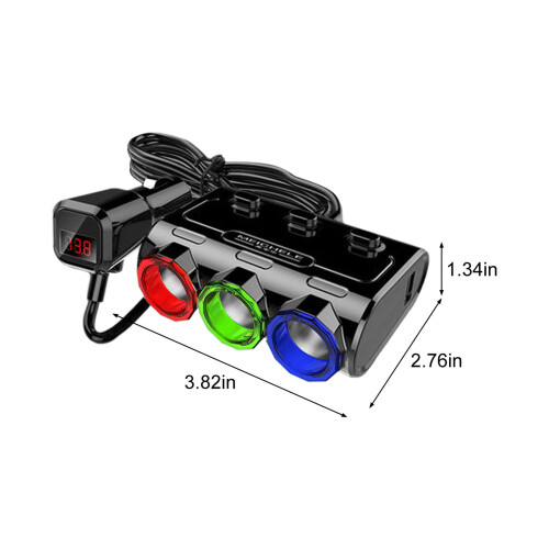 Car Phone Mount with 3 Lighters and USB Charger with 2