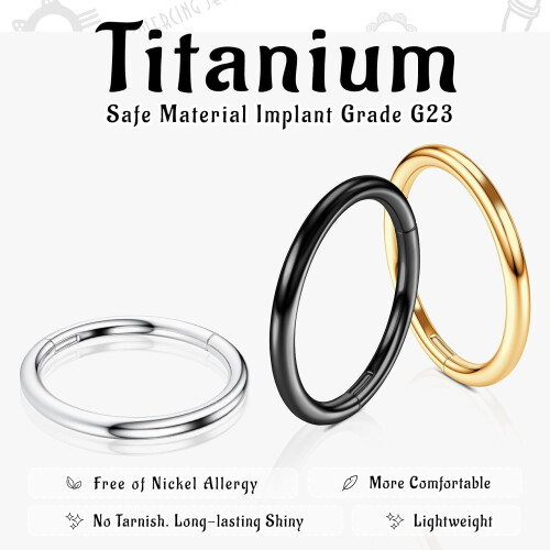 G23 Titanium Nose Hoops 16G-20G 6-10mm 2pcs 2