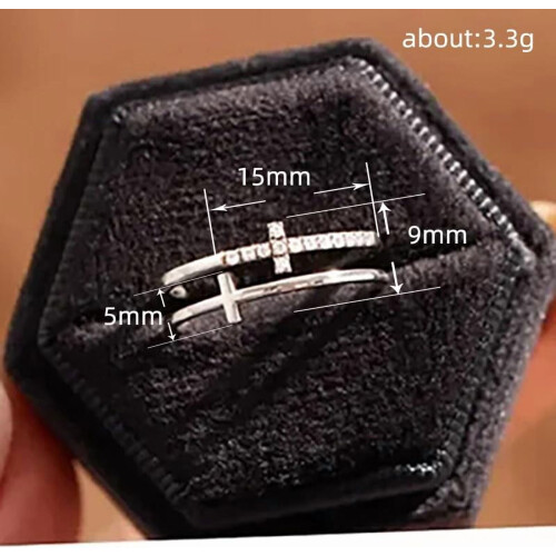 Double Cross Stud Earrings, 18K Gold Plated CZ 2