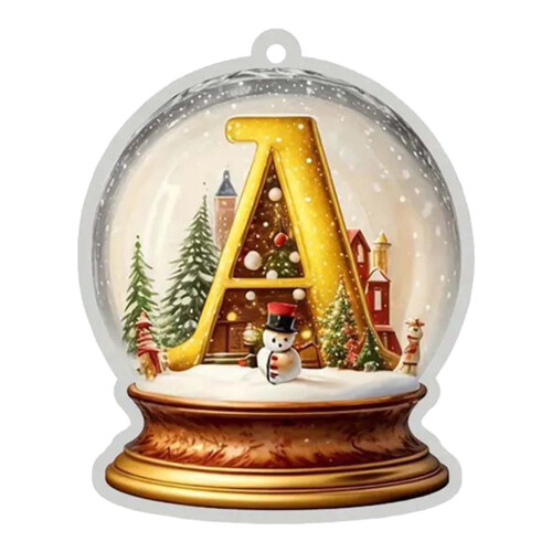 Yellow Crystal Acrylic Christmas Tree Initial Ornament Set 1
