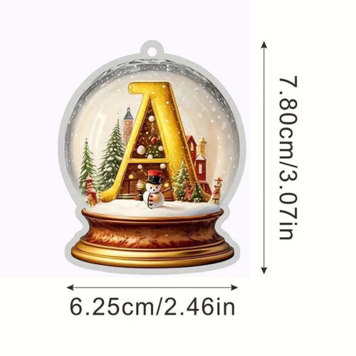 Yellow Crystal Acrylic Christmas Tree Initial Ornament Set 2
