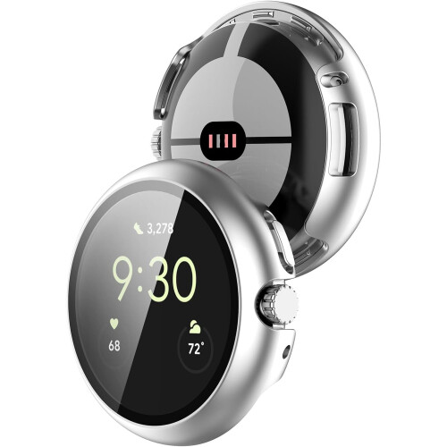 XiHAMA Compatible with Google Pixel Watch 4 (41mm/45mm) Case + Tempered Glass Screen Protector 2