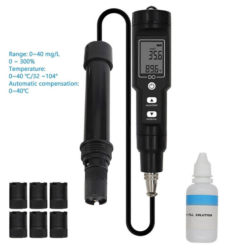 Dissolved Oxygen Meter Detachable Probe Digital Screen Display Dissolved Oxygen Sensor for Aquarium Experiment Research with Backlit 2
