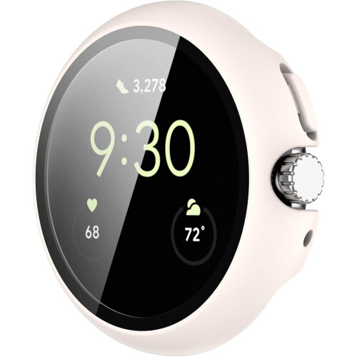 XiHAMA Compatible with Google Pixel Watch 4 (41mm/45mm) Case + Tempered Glass Screen Protector 1