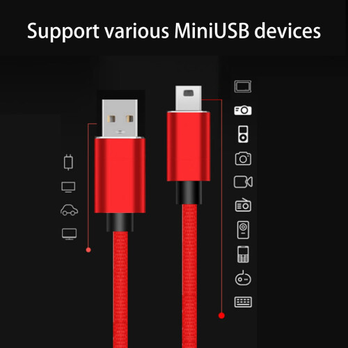 Cabo USB 2.0 Tipo A para Mini B Trançado Premium para Carregamento, 1 metro (39 polegadas) de Comprimento 1