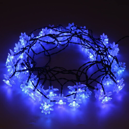 Morttic Solar Lotus String Lights 23ft 50LED Blue 1