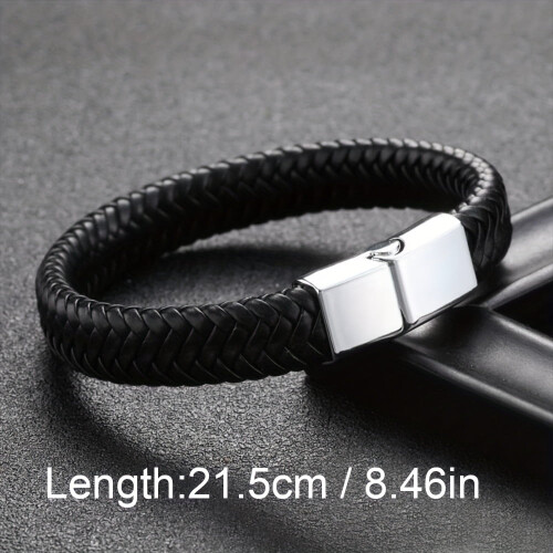 Vævet armbånd i kunstlæder til mænd, sort og rød 2