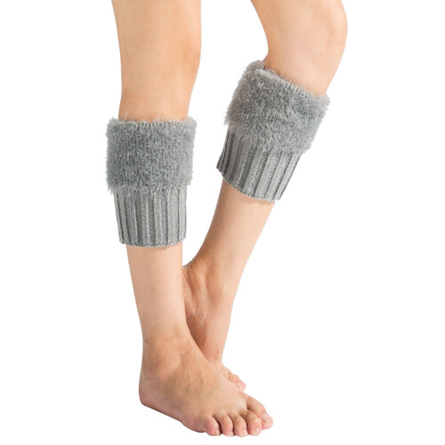 Ankle Socks, Crew Socks & Leg Warmers – Wool-Like, Fuzzy, Solid Color, Grey 1
