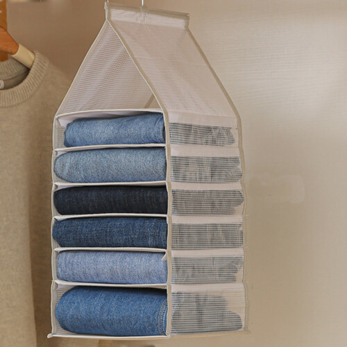 Efficient Closet Hanging Organizer with 6 Compartments for Ultimate Storage and Decluttering 1