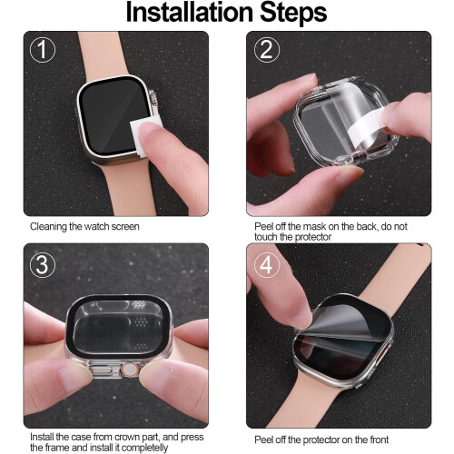 Compatible with Apple Watch 44mm (SE/6/5/4), Slim Bumper Case + Screen Protector, Full Coverage Hard Cover, 3-Pack 2