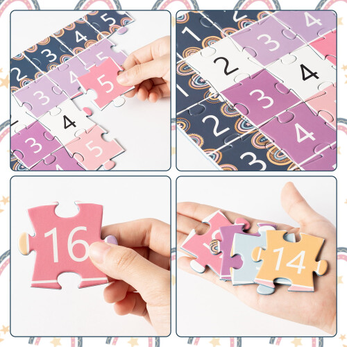 Boho Maths Puzzle Set, Bohemian Rainbow Educational Jigsaw Puzzle, 121 Pieces 1