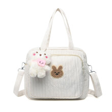 Diaper Bag Tote Large Capacity Baby Diaper Tote, Travel Nappy Bag, Doll Changing Bag, White Zipper With Strap And Handle