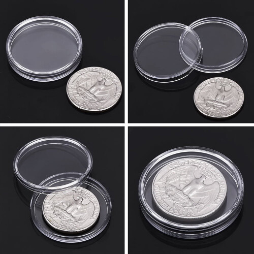 100PCS Clear Coin Capsules Coin Case Holders Containers Storage Boxes SetA 2