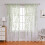 Willow Leaf Voile Curtains Sheer White Green 2 Pcs 2