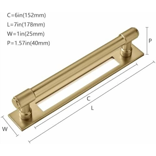 5-Pack 6" Brushed Gold Cabinet Pulls with Backplate, Compatible with Standard Cabinets 1