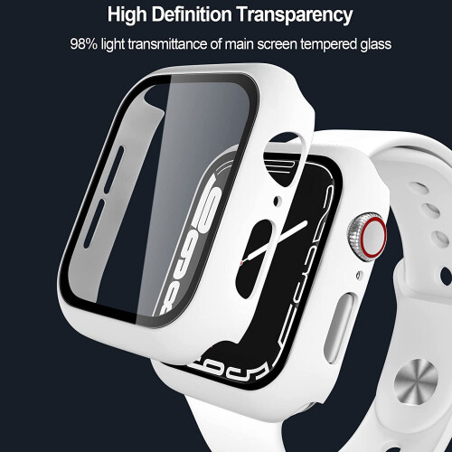 Compatible with Apple Watch 44mm (SE/6/5/4), Slim Bumper Case + Screen Protector, Full Coverage Hard Cover, 3-Pack 1