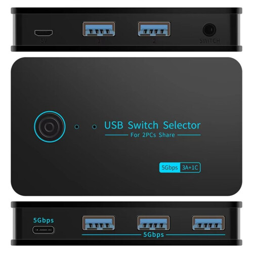 New USB3.0 KVM  Hotkey Switcher for PC Keyboard Mouse Printer 2 PCs Sharing 4 Devices Shared Controller 5Gbps 2