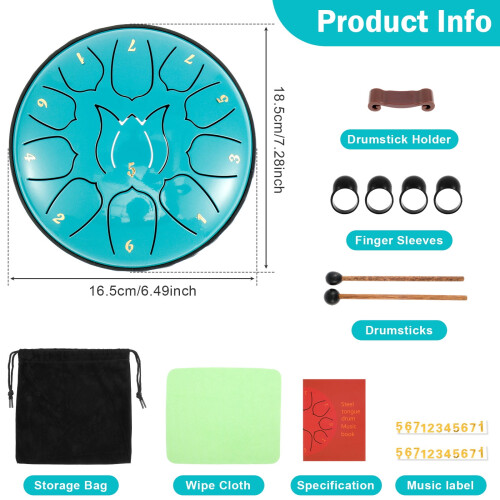 Steel Tongue Drum 11-Note 6 Inch Rustproof for Meditation 1