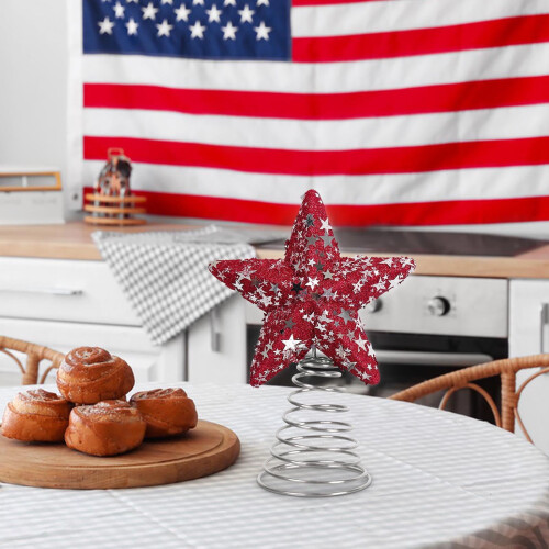 Star Tree Topper Patriotic Red White Blue 12 Inch 2
