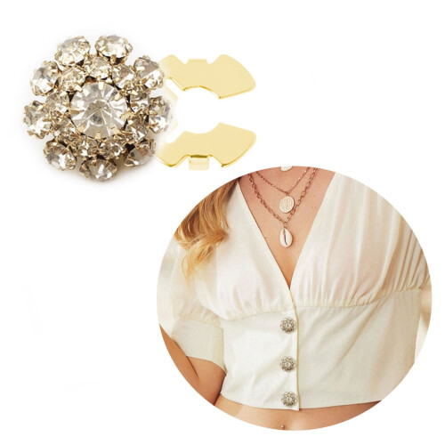 Botão decorativo com flor e strass para homens e mulheres. 1