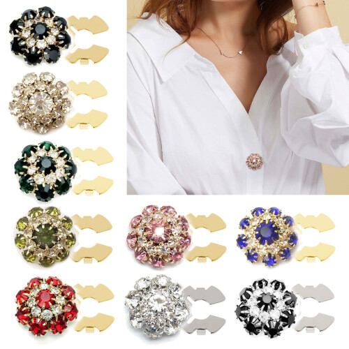 Botão decorativo com flor e strass para homens e mulheres. 2