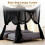 Black Mosquito Net Canopy Polyester 4-Corner 4-Opening Full 2