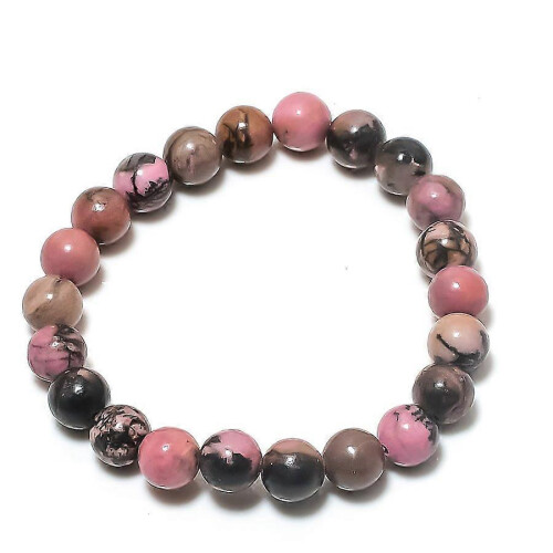 Natural Rhodonite Gemstone Handmade Cuff Adjustable