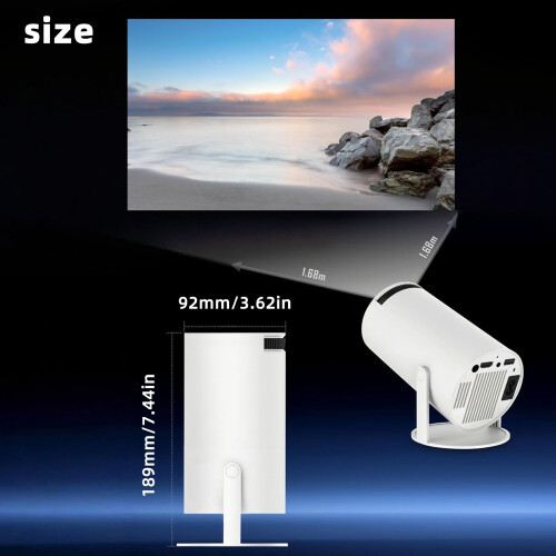 Mini Projector 4K Supported with 180 Adjustable Projection, Wireless Dual Controllers and TF Card for Bedroom 2