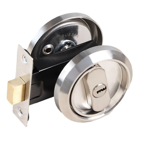 Invisible Door Lock Pull Ring Lock 304 Stainless Steel Lock Silver 1