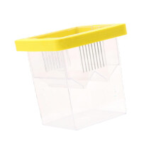 Floating Fish Breeder Box Clownfish Eggs, Separation Incubation Box, Floating Egg Separator, Yellow 8.6x8.6x11 cm