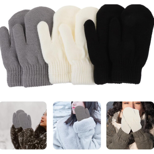 Knit Toddler Mittens Black 12 Pairs 2