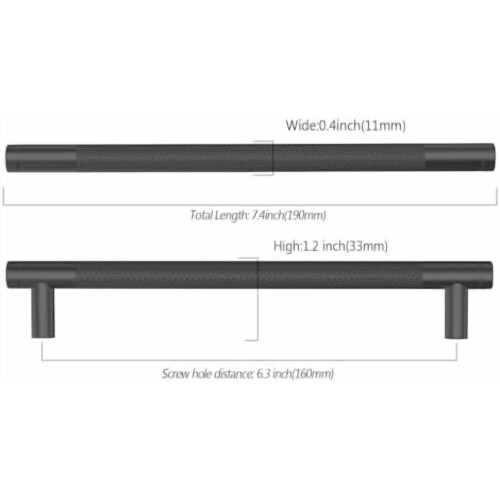 Cabinet Pulls Matte Black Knurled 10-Pack 6.3 Inch 1