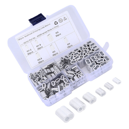 Double Barrel Ferrule, 6 Sizes Universal Crimping Loop Sleeve Kit For Wire Rope For Cable Line End 1