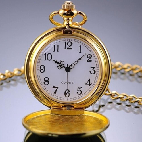 Smooth Round Dial Arabic Numbers Analog Quartz Chain Pocket Watch 1
