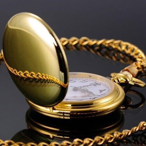 Smooth Round Dial Arabic Numbers Analog Quartz Chain Pocket Watch 2