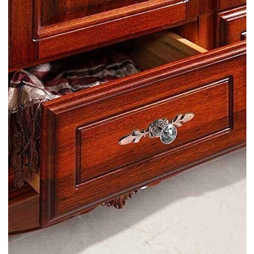 Crystal Diamond-Shaped Drawer Knobs 2-Pack with 170mm Black Leaf Plate 2