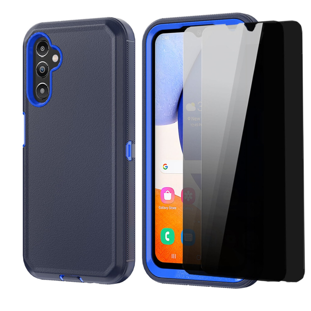 Aggxpf Galaxy A14 5G Case + Anti-Spy Tempered Screen Protector (2 Pack), Heavy-Duty Shockproof Cover, Dark Blue 9028731204970